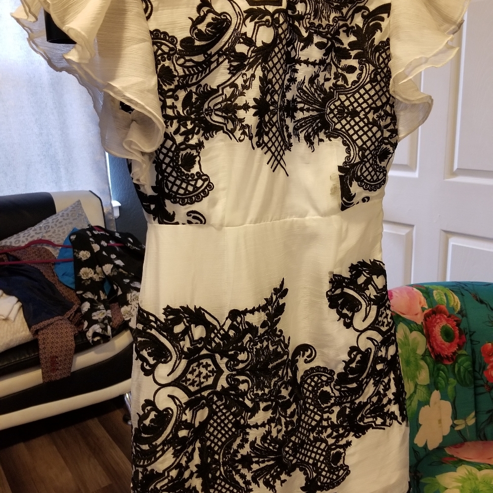 Black and white embroidered dress size 2